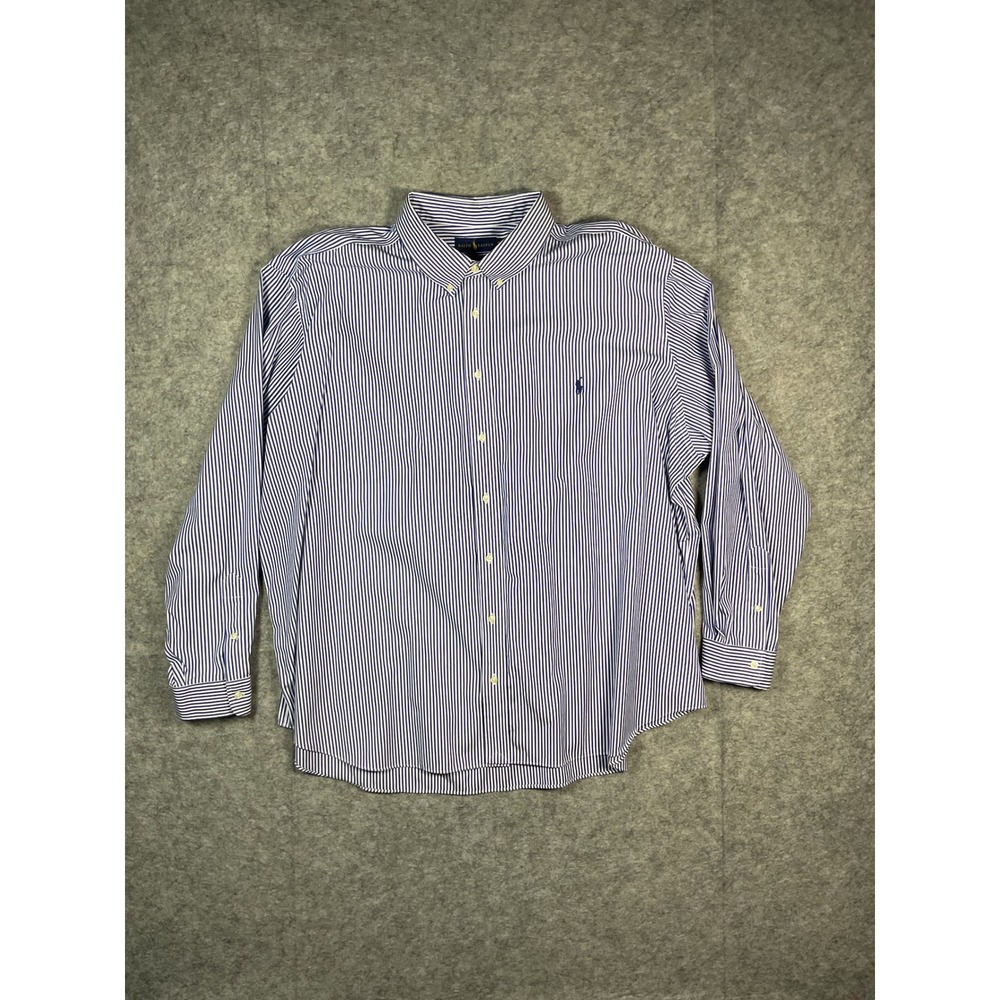Ralph Lauren Mens Striped Button Down Shirt Classic Fit Blue White 4XB